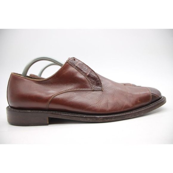 Belvedere Florence Brown Leather Handmade Men's Size 9.5 Shoes Ostrich Leg Skin - Picture 4 of 12